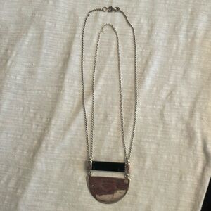 VINTAGE SS Aagate “Modern Contrast” adjustable necklace; N3439. Up to 30 in